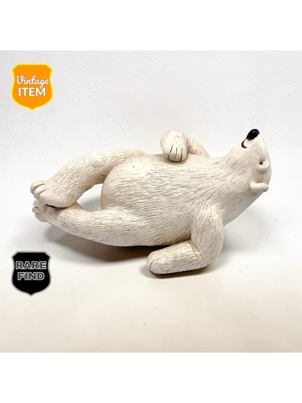 Vintage Resin Polar Bear Statue 7 1/2 Inch Artist Signed Figurine. RARE!